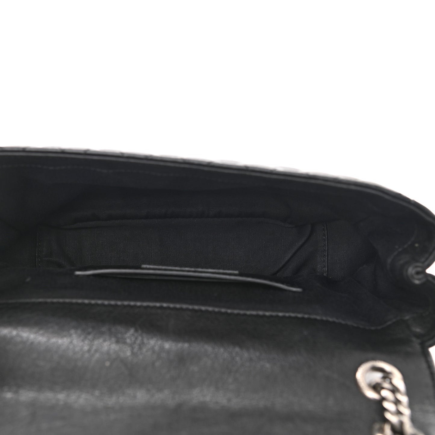 Sheepskin Tri-Quilt Monogram Medium College Bag Black