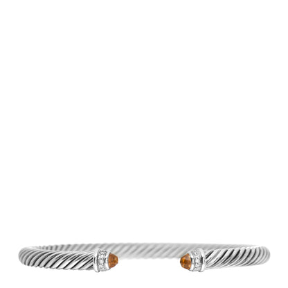 David Yurman Sterling Silver Diamond Citrine 5mm Cable Classics Bracelet 1 of 4