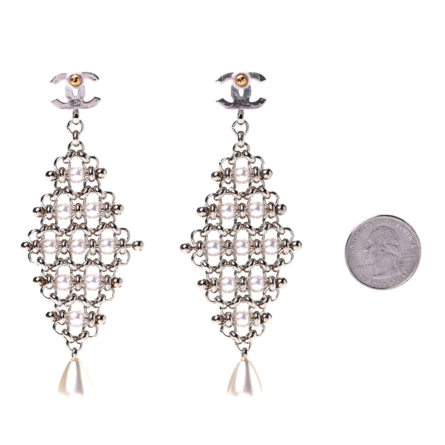 Chanel Pearl Monte-Carlo Nights Drop Earrings Gold 3 of 4