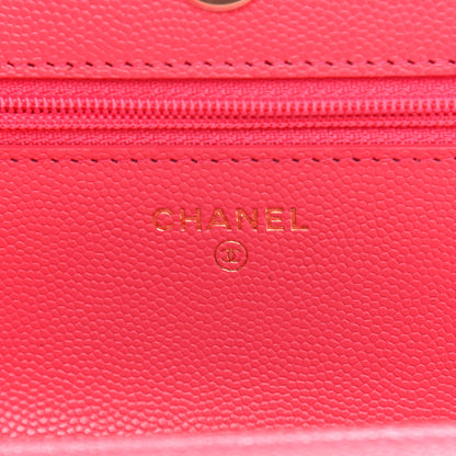 Chanel Caviar Quilted French New Wave Chain CC Wallet On Chain WOC Pink 6 of 12