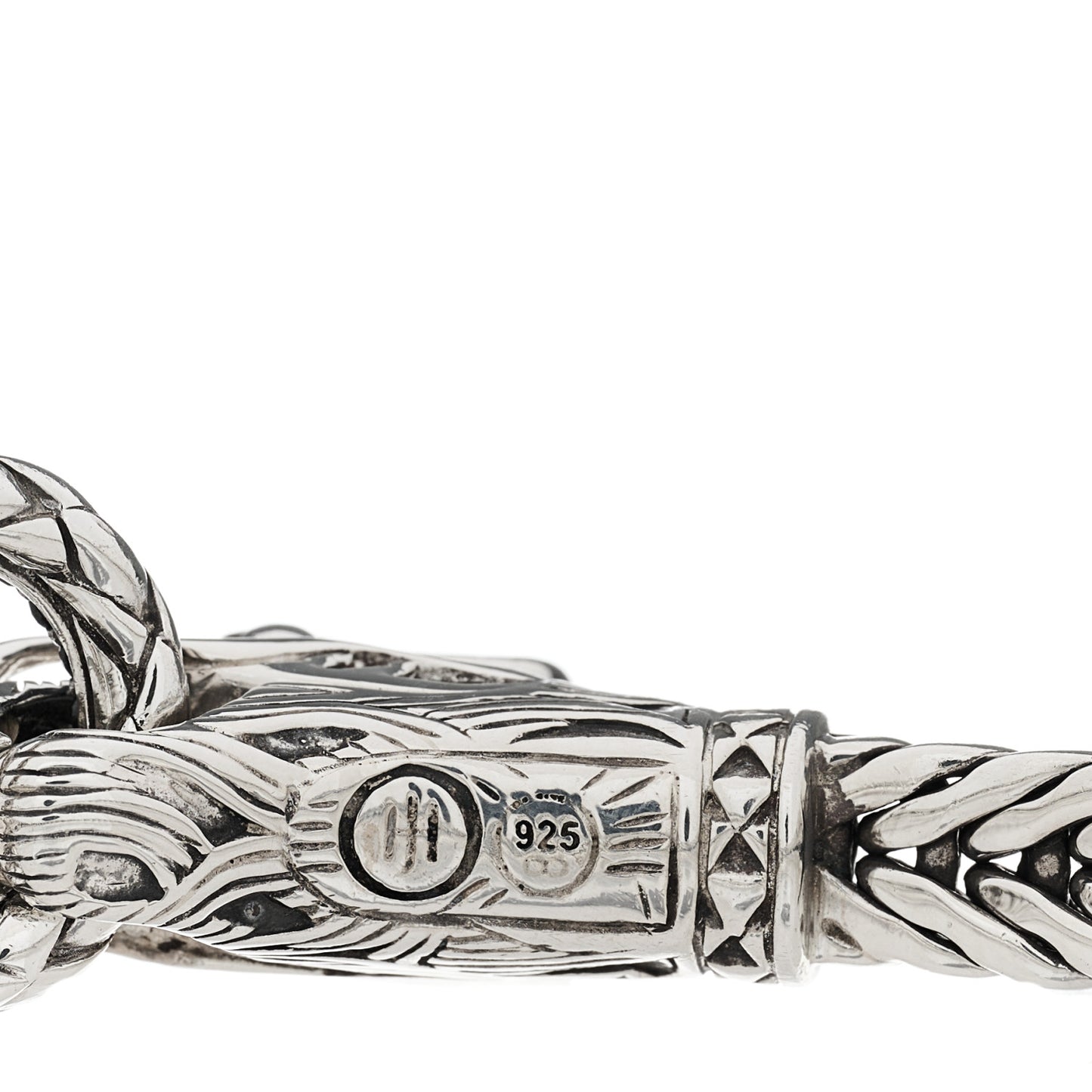 Sterling Silver Black Sapphire Naga Dragon Head Bracelet
