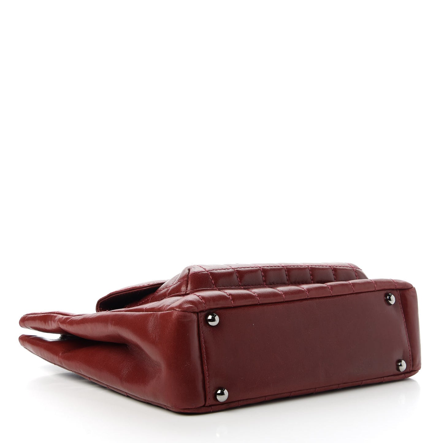 Lambskin Quilted Chocolate Bar Mademoiselle Shoulder Bag Red