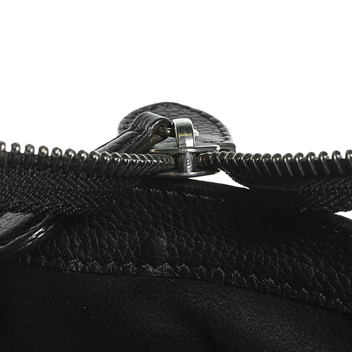 Drummed Calfskin Shoulder Luggage Black