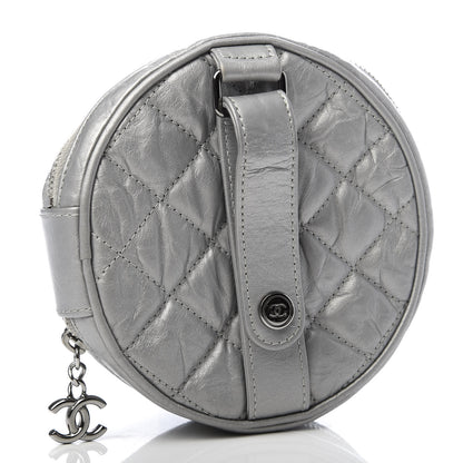Chanel Metallic Aged Calfskin Quilted Round Bag Silver 3 of 6
