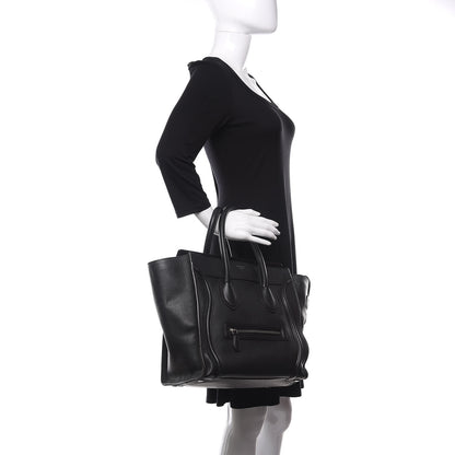 Celine Drummed Calfskin Mini Luggage Black 2 of 9