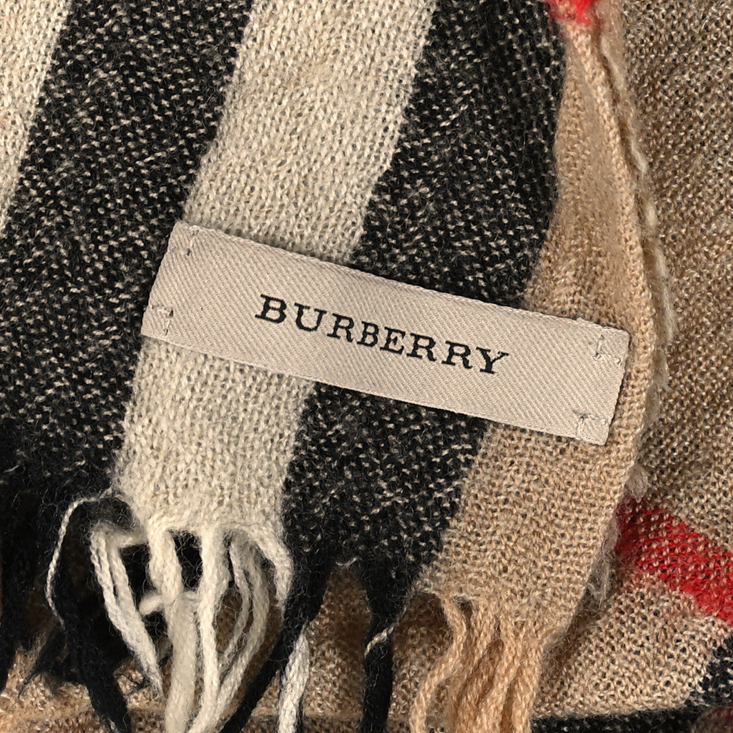 Burberry Wool Cashmere House Check Fringe Scarf 3 of 3