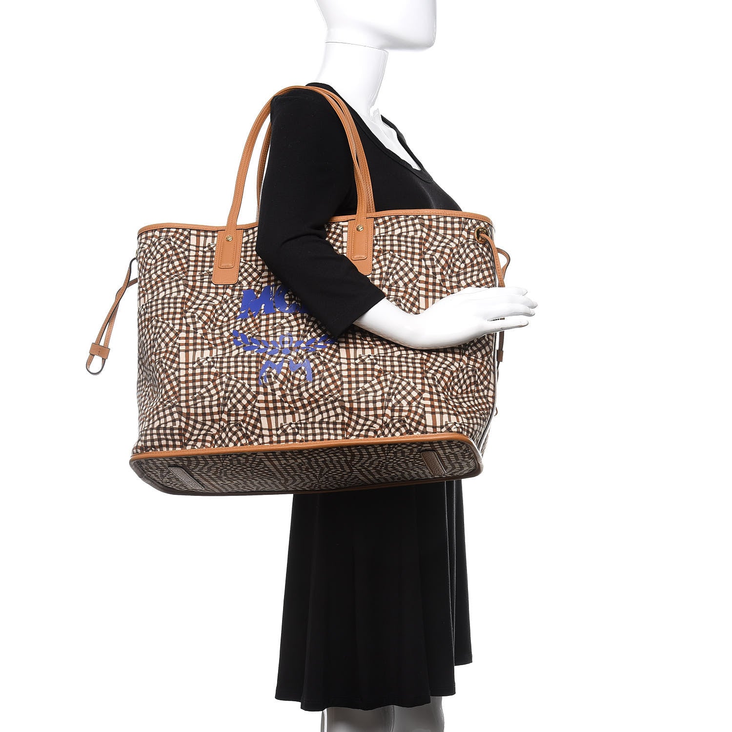 MCM Visetos Large Liz Reversible Shopper Tote Cognac 3 of 14