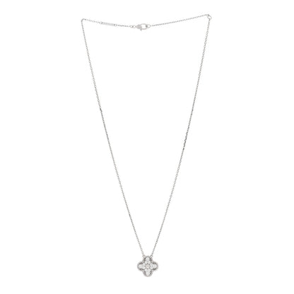 Van Cleef & Arpels 18K White Gold Diamond Vintage Alhambra Pendant Necklace 3 of 6