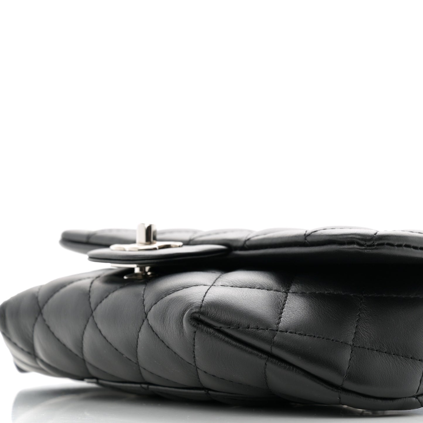 Calfskin Quilted CC Uniform Flap Belt Bag Black