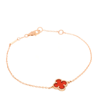 Van Cleef & Arpels 18K Rose Gold Carnelian Sweet Alhambra Bracelet 1 of 5
