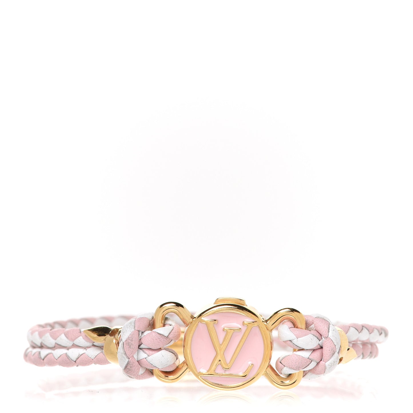 Calfskin Braided Clic It Fun and Sun Bracelet 17 Rose White