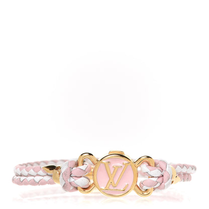 Louis Vuitton Calfskin Braided Clic It Fun and Sun Bracelet 17 Rose White 1 of 4