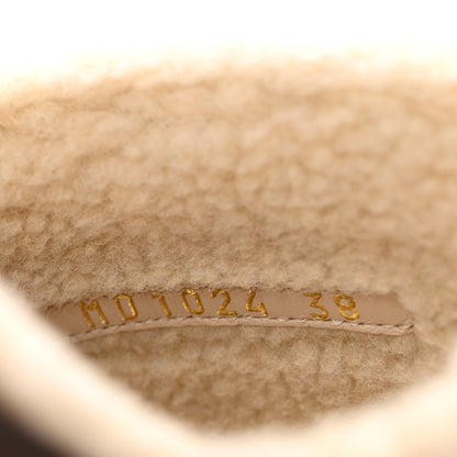 Christian Dior Suede Goatskin Shearling Embroidered Dway Slide Sandals 38 Cookie 9 of 9