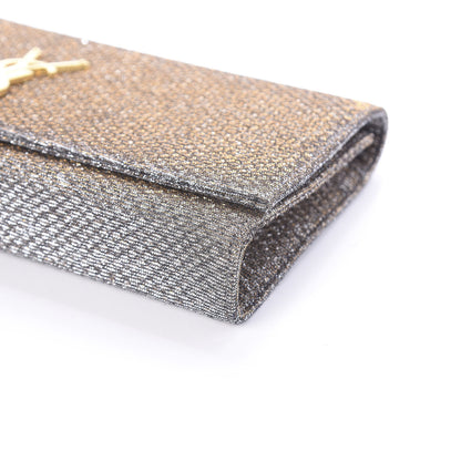 Saint Laurent Metallic Canvas Woven Classic Monogram Kate Tassel Clutch Silver Gold 7 of 7