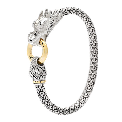 John Hardy Sterling Silver 18K Yellow Gold 6mm Naga Dragon Bracelet 1 of 4