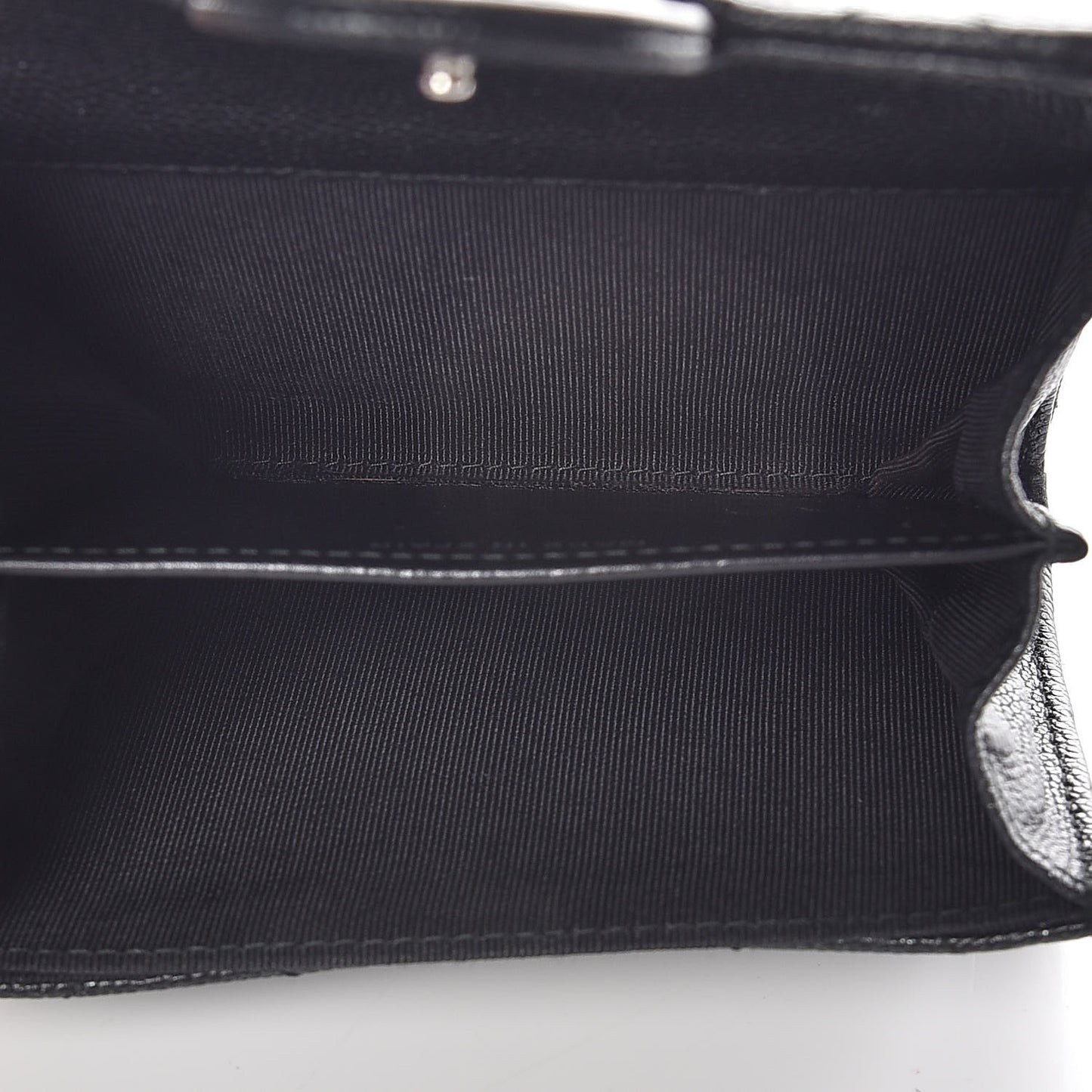 Caviar Quilted Flap Card Holder Wallet Black