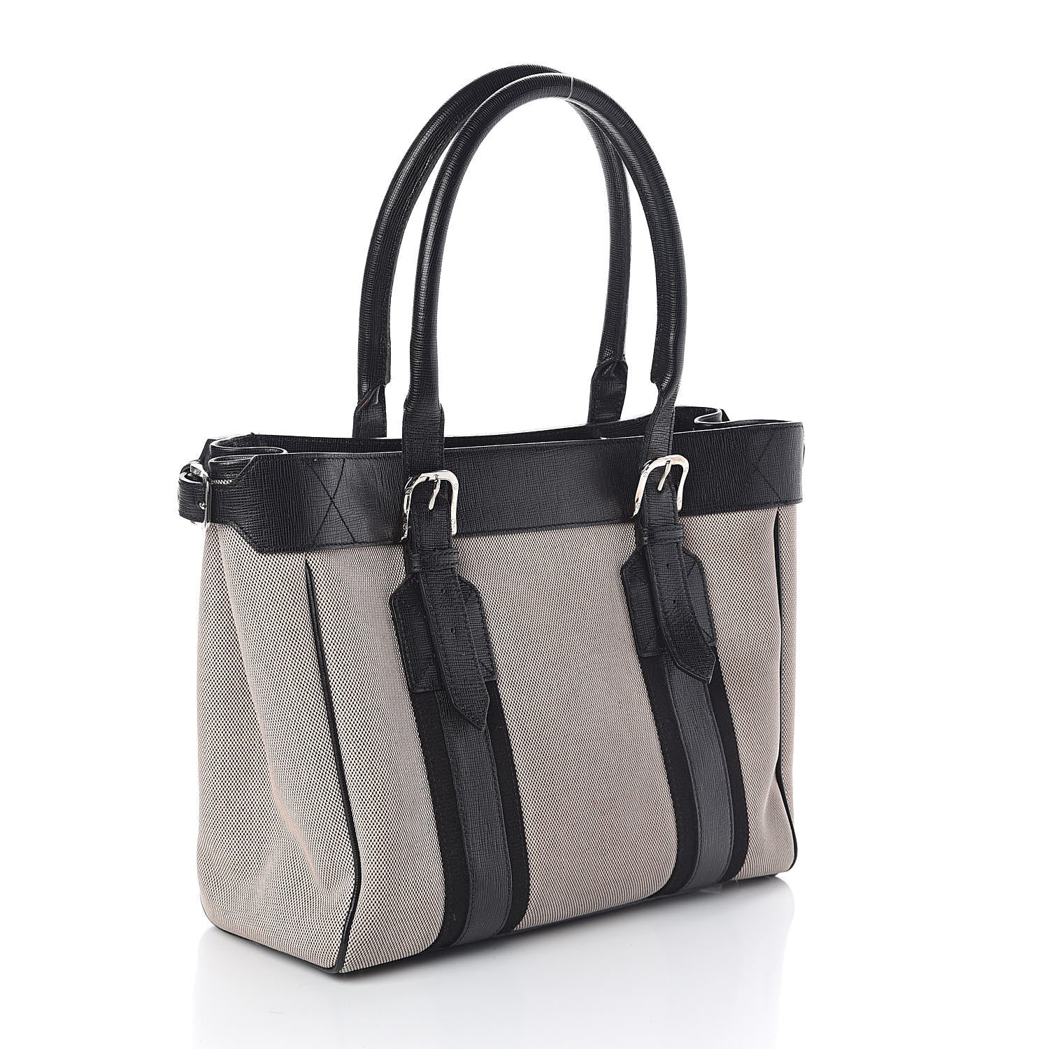 Burberry Canvas Calfskin Logo Tote Black 3 of 9