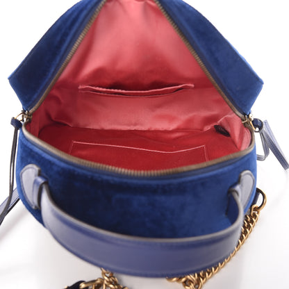 Gucci Velvet Matelasse GG Marmont Dome Backpack Cobalt Blue 5 of 8