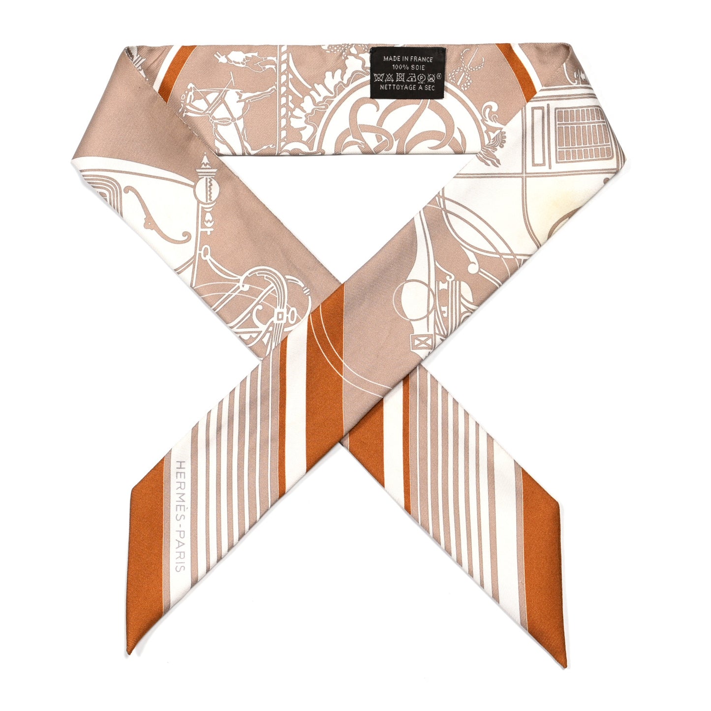 Silk Ex-Libris Twilly Beige White Caramel