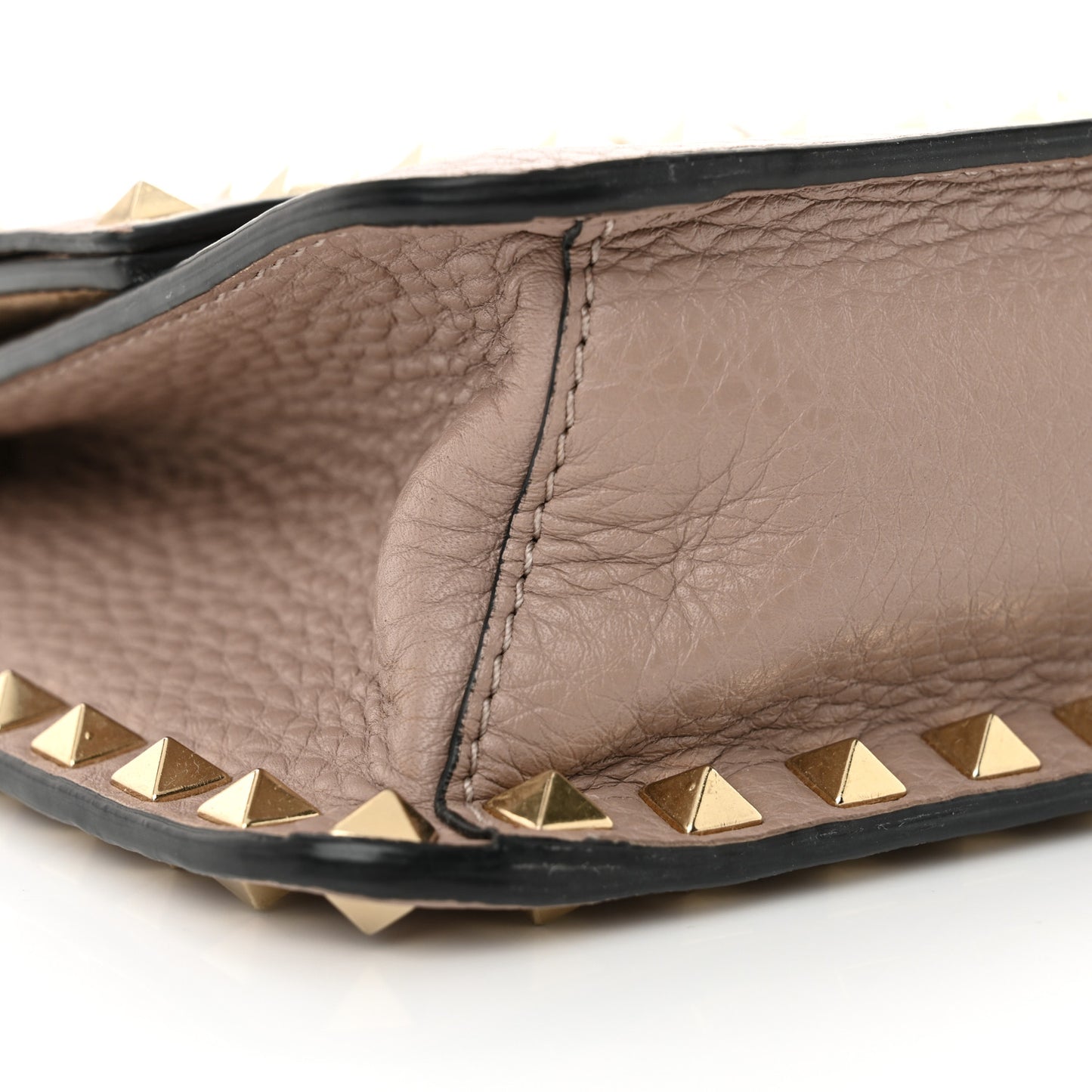 Grained Calfskin Small Rockstud Flap Crossbody Bag Poudre