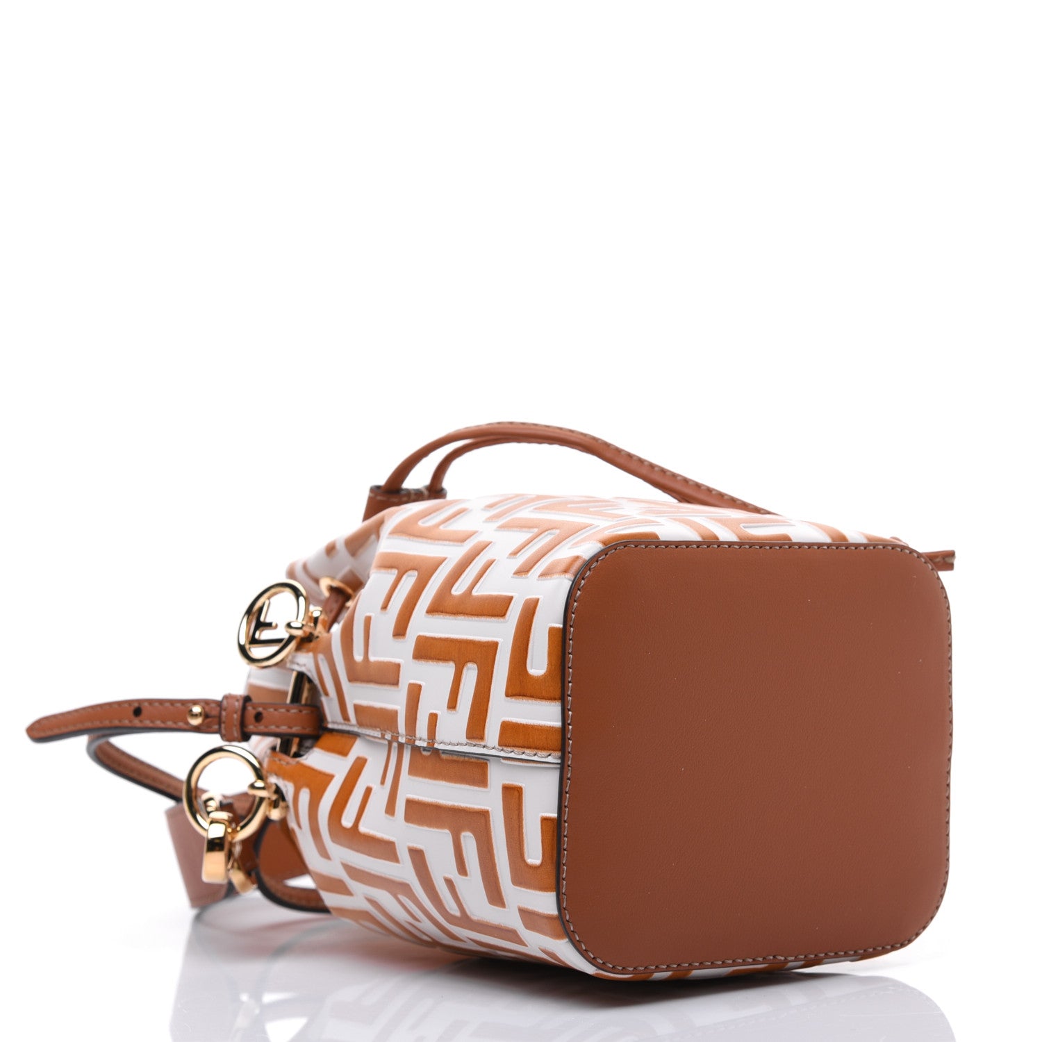 Fendi Vitello Grace F is Fendi Bi-Color FF 1974 Embossed Mini Mon Tresor Bucket Bag Camelia Saddler Brandy 4 of 17