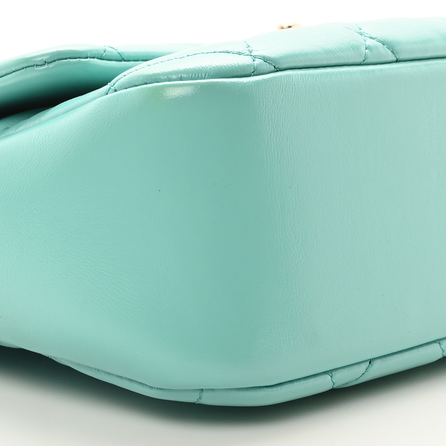 Chanel Shiny Lambskin Quilted Coco Trip Flap Bag Turquoise 9 of 10