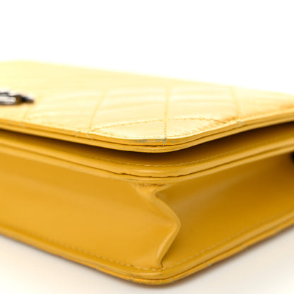 Chanel Glazed Calfskin Quilted Coco Boy Wallet On Chain WOC Dark Yellow 11 of 12