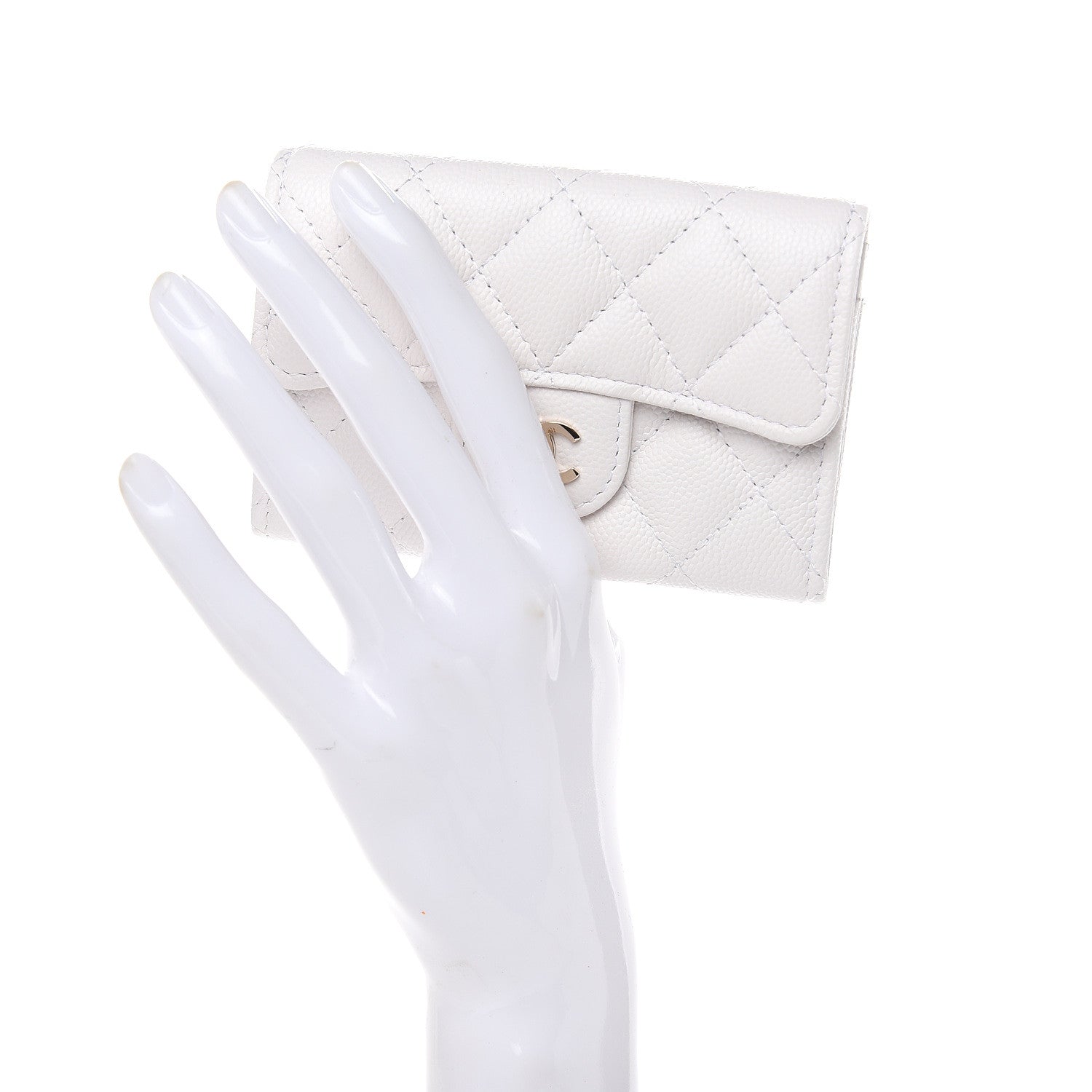 Chanel Caviar Quilted Flap Card Holder Wallet White 2 of 8