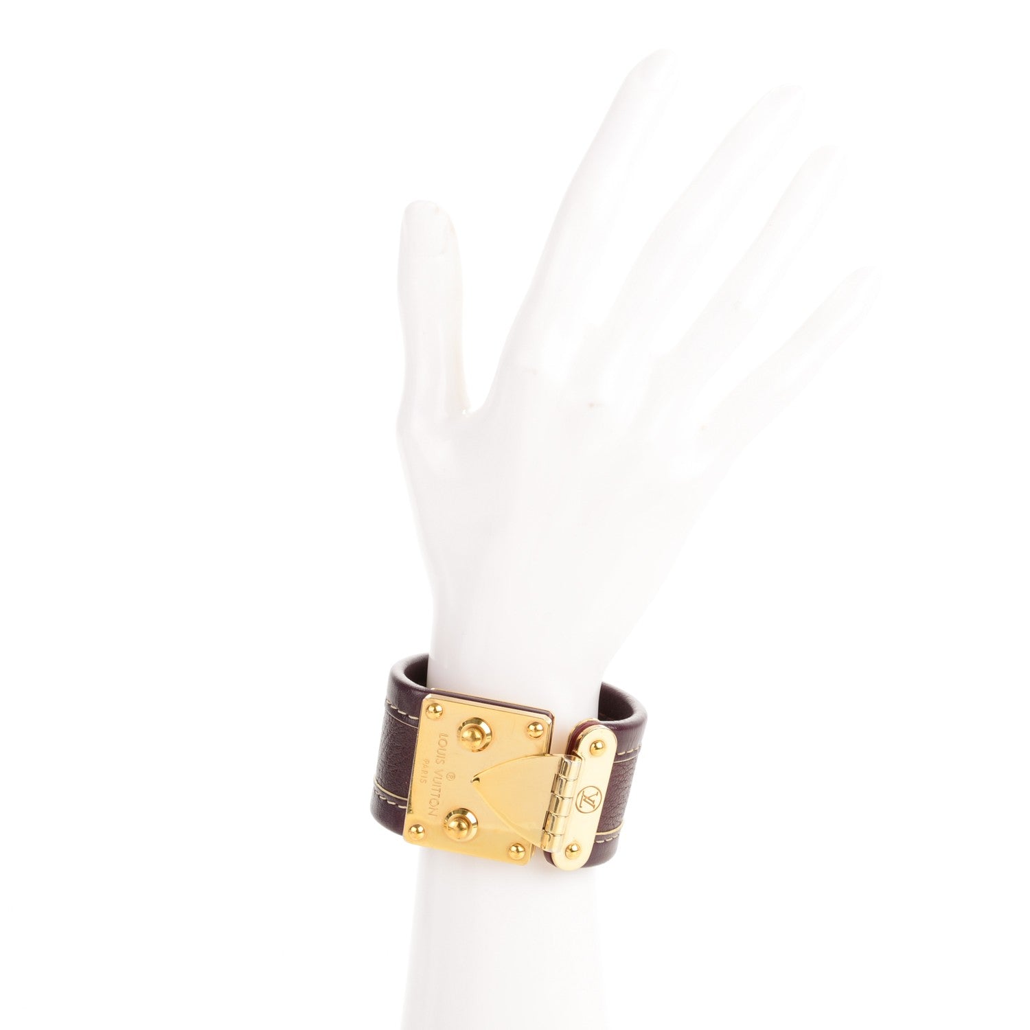 Louis Vuitton Chèvre Suhali S Lock Bracelet Small Prune 2 of 6