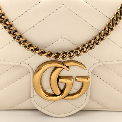 Gucci Calfskin Matelasse Super Mini GG Marmont Shoulder Bag White 8 of 10