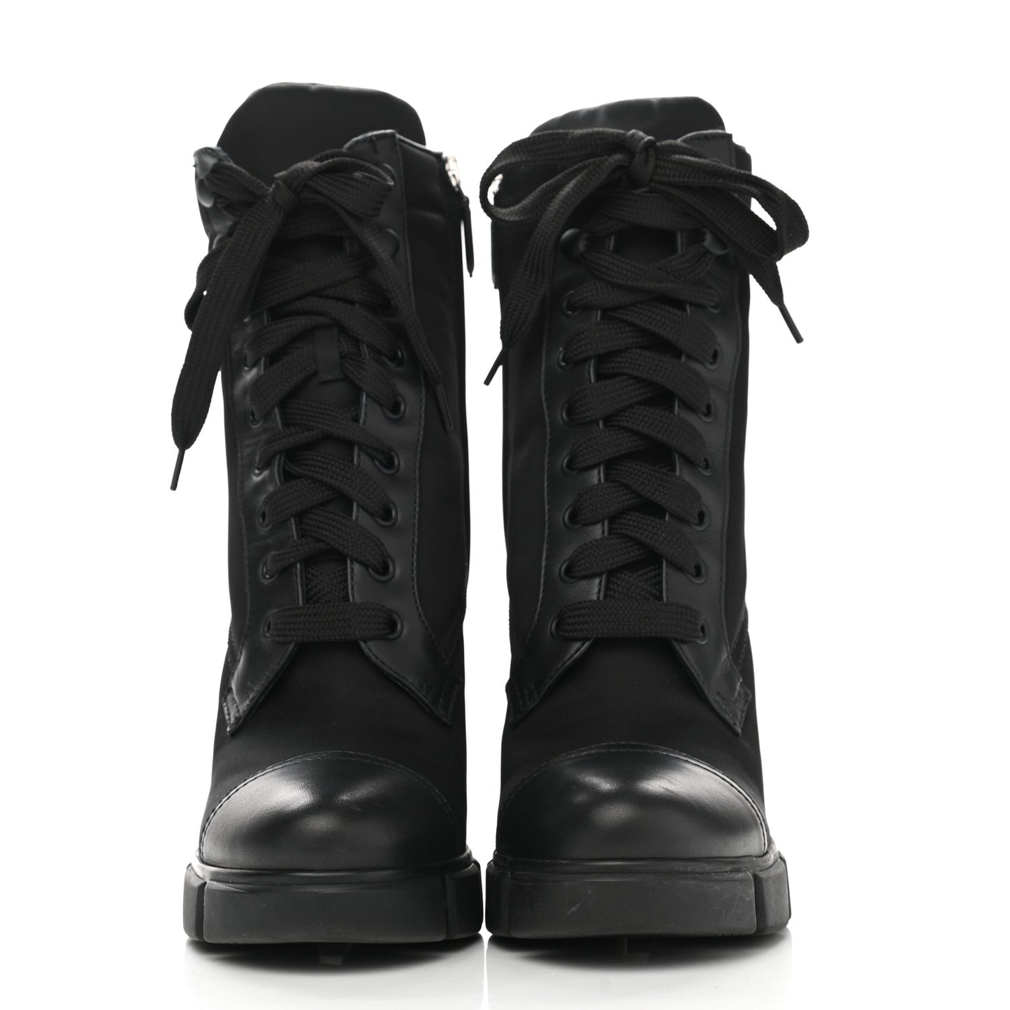 Vitello Montana Re-Nylon Metal Triangle Logo 110mm Ankle Boots 38.5 Black