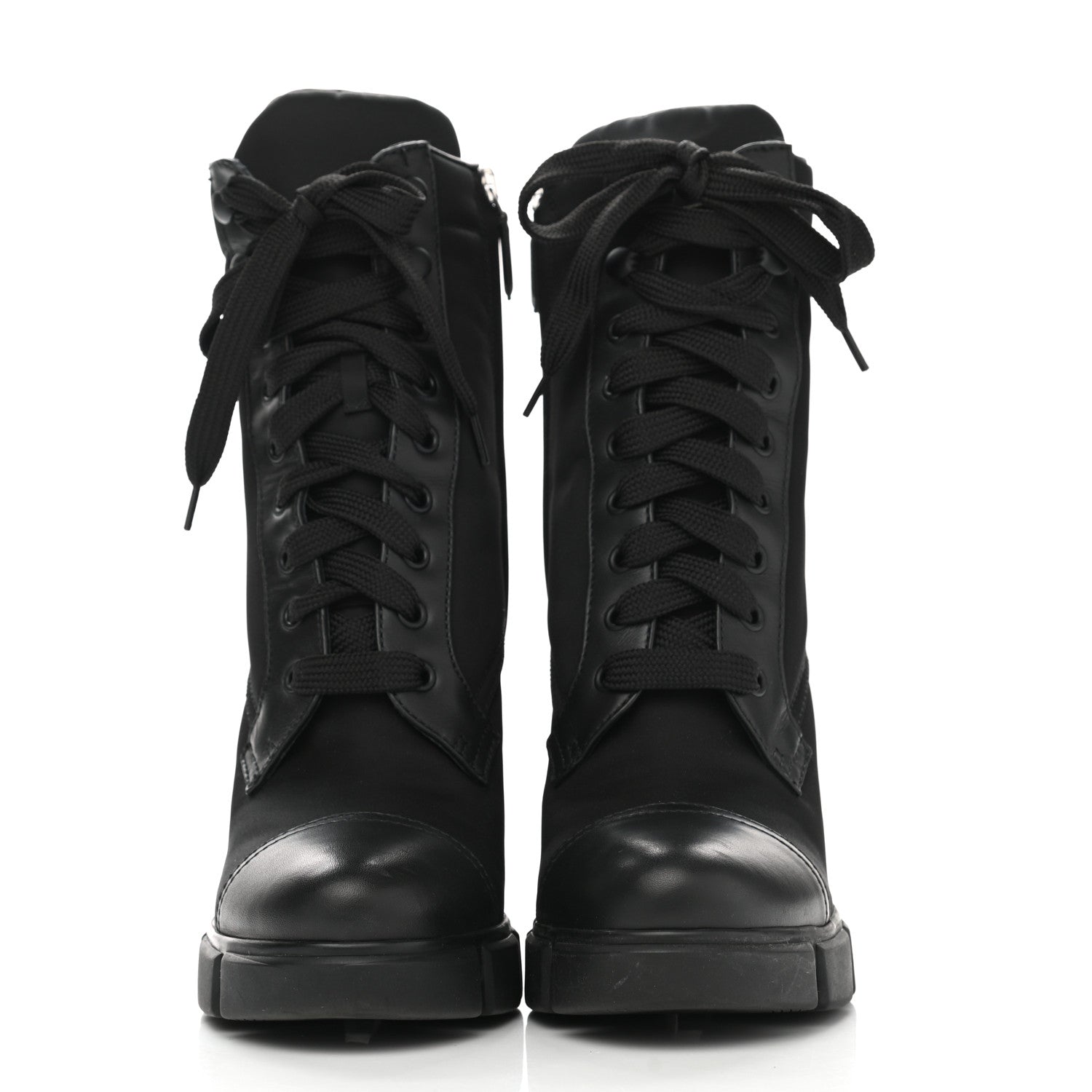 Prada Vitello Montana Re-Nylon Metal Triangle Logo 110mm Ankle Boots 38.5 Black 2 of 9