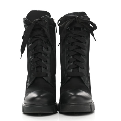 Prada Vitello Montana Re-Nylon Metal Triangle Logo 110mm Ankle Boots 38.5 Black 2 of 9