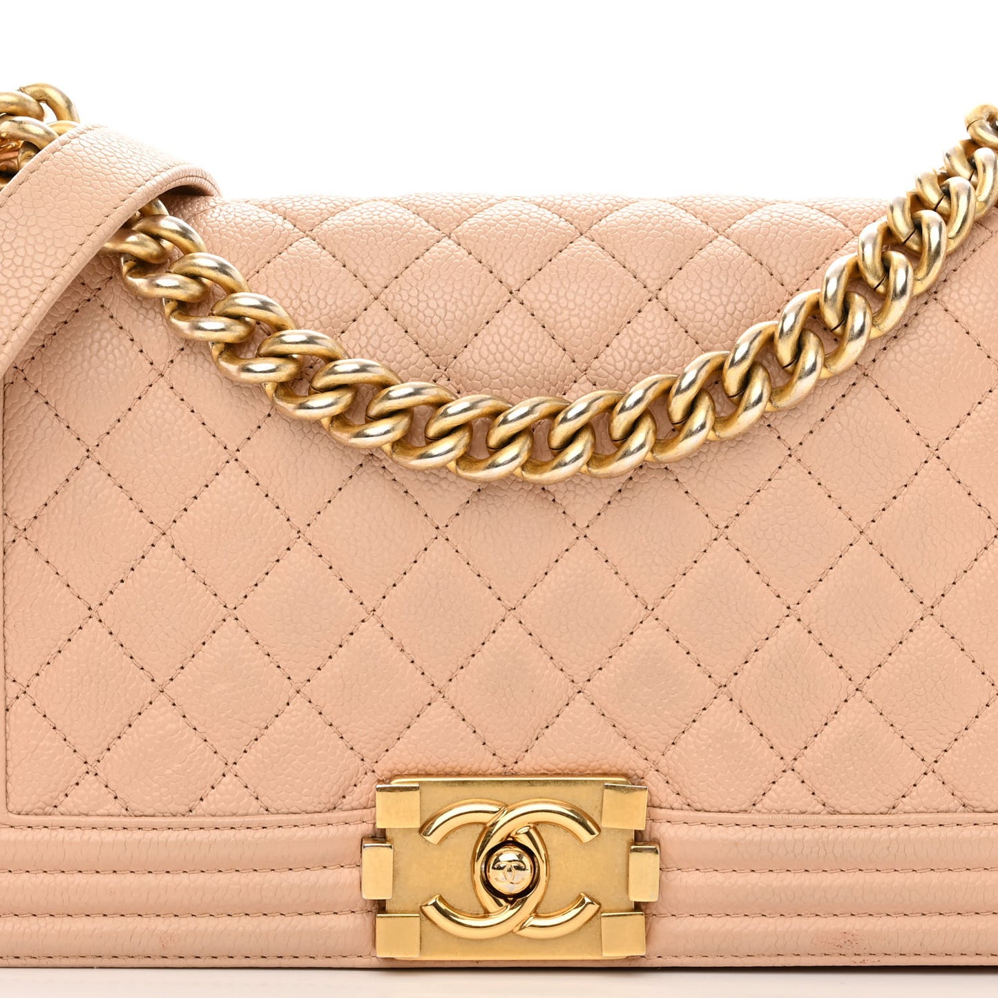 Caviar Quilted Medium Boy Flap Beige