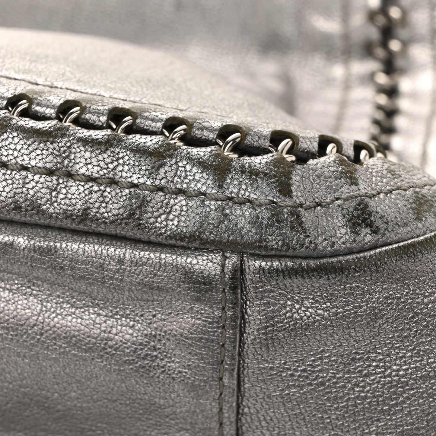 Metallic Deerskin Luxe Ligne Flap  Silver