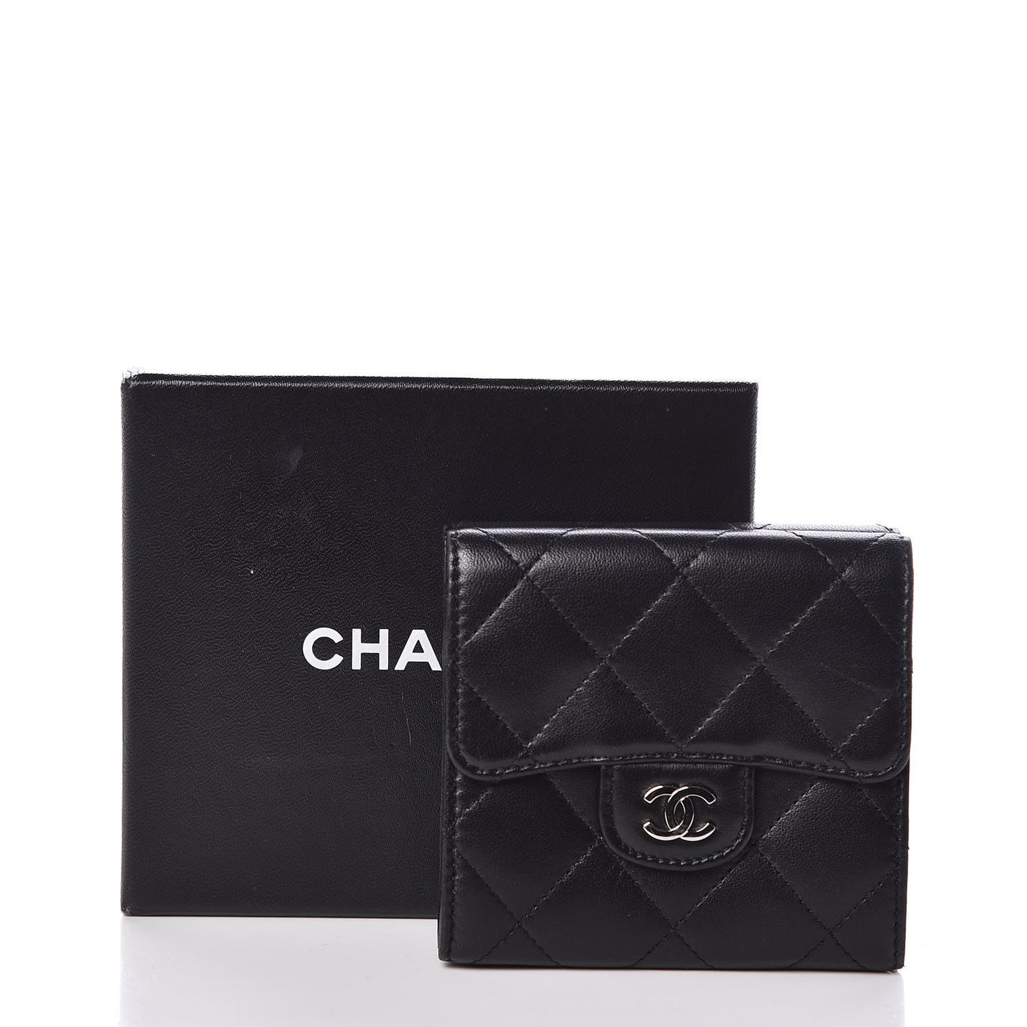 Lambskin Quilted Double Sided Wallet Black