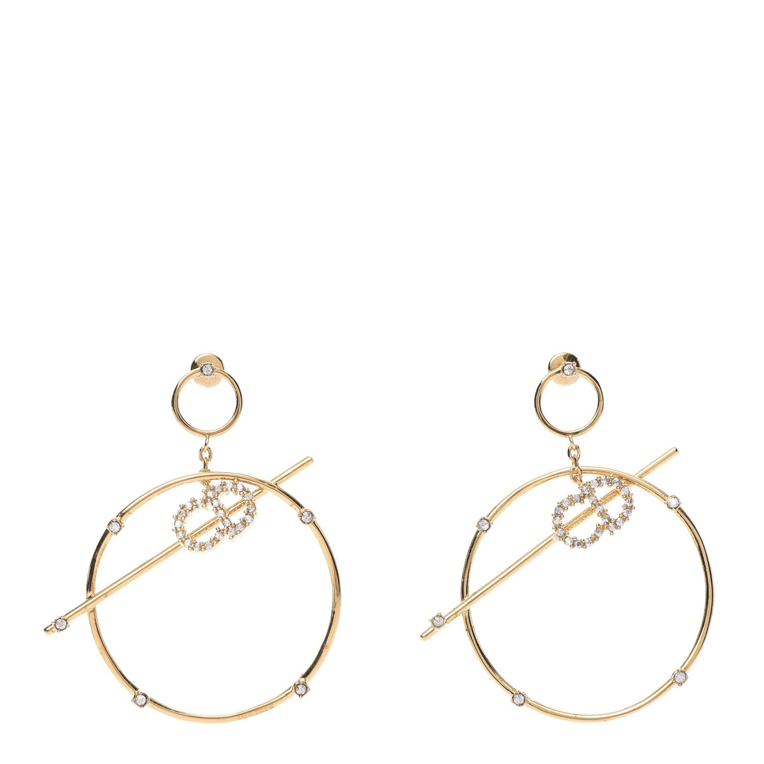 Christian Dior Crystal Hoop Earrings Gold 1 of 4
