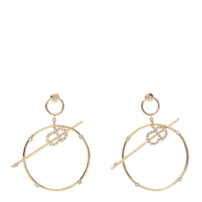 Christian Dior Crystal Hoop Earrings Gold 1 of 4