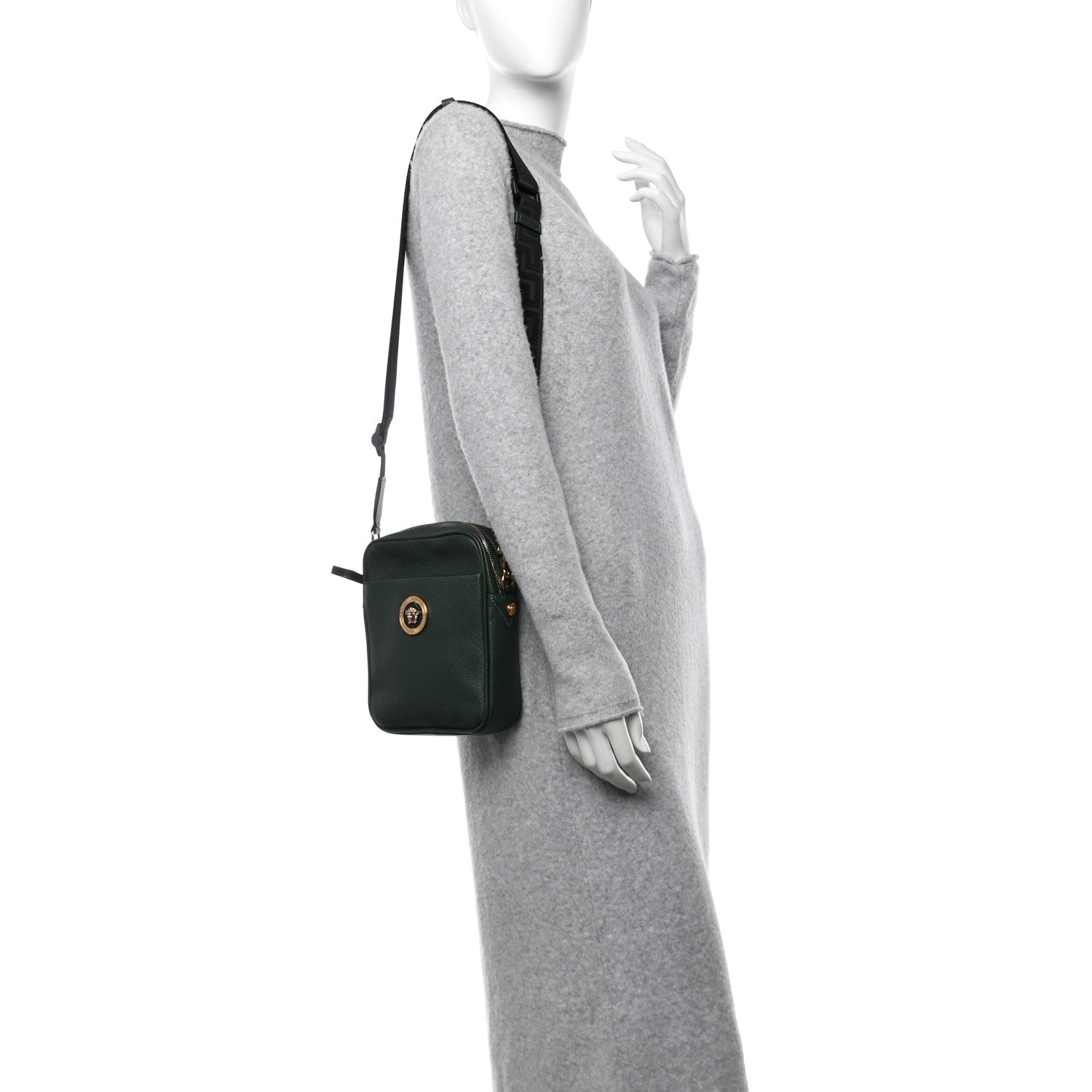 Versace Grained Calfskin Small Medusa Messenger Bag Green 2 of 9