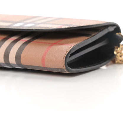 Burberry Vintage Check Henley Wallet On Chain Black 10 of 11