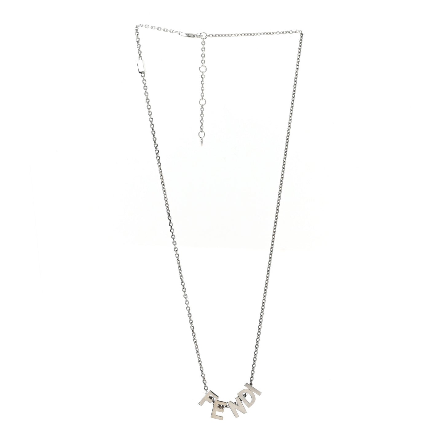 Metal Logo Charm Necklace Silver