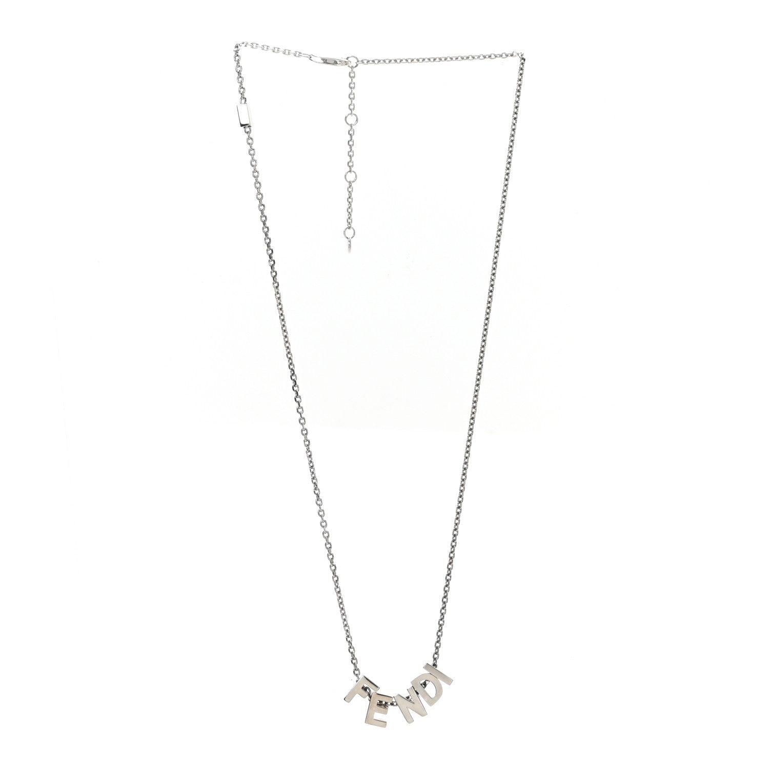 Fendi Metal Logo Charm Necklace Silver 3 of 4