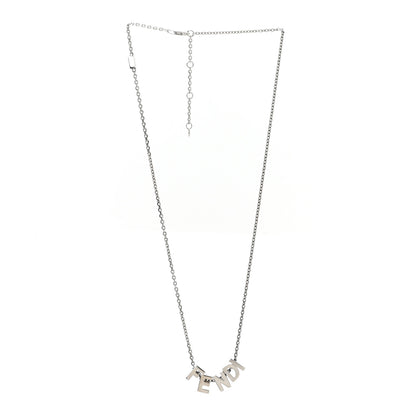Fendi Metal Logo Charm Necklace Silver 3 of 4