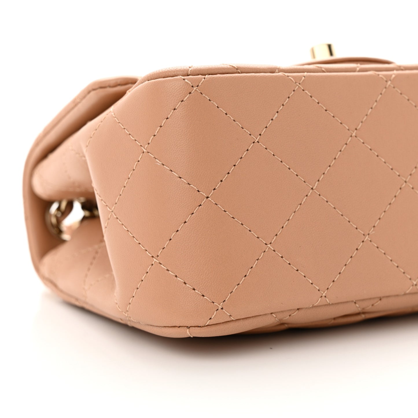Lambskin Quilted Mini Square Flap Beige