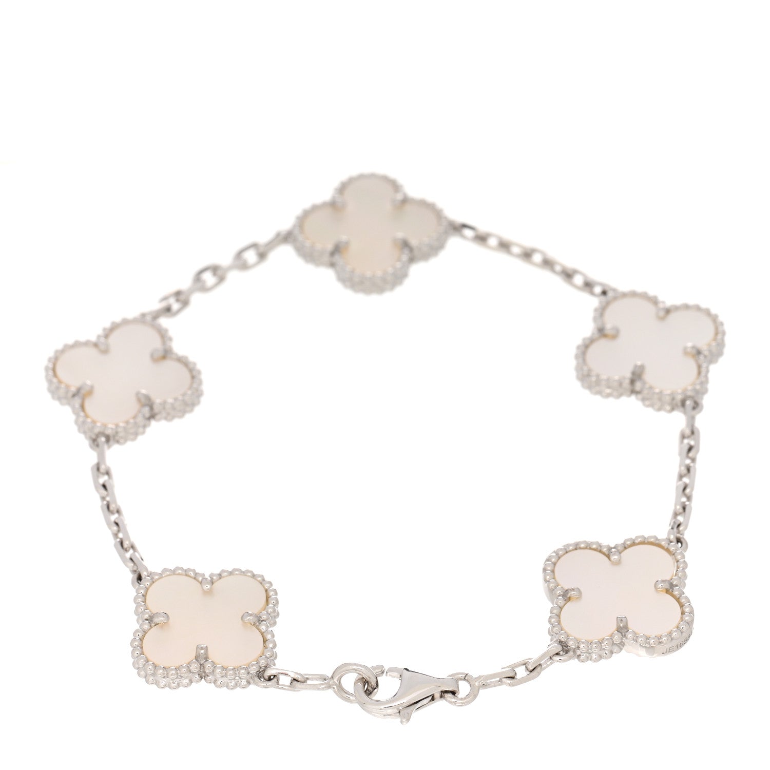 Van Cleef & Arpels 18K White Gold Mother of Pearl 5 Motifs Vintage Alhambra Bracelet 2 of 5