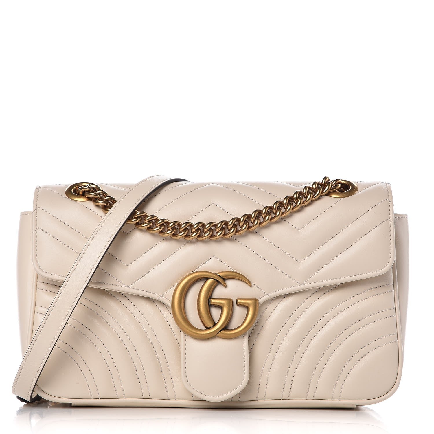 Gucci Calfskin Matelasse Small GG Marmont Shoulder Bag White 1 of 8