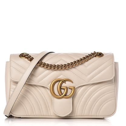 Gucci Calfskin Matelasse Small GG Marmont Shoulder Bag White 1 of 8