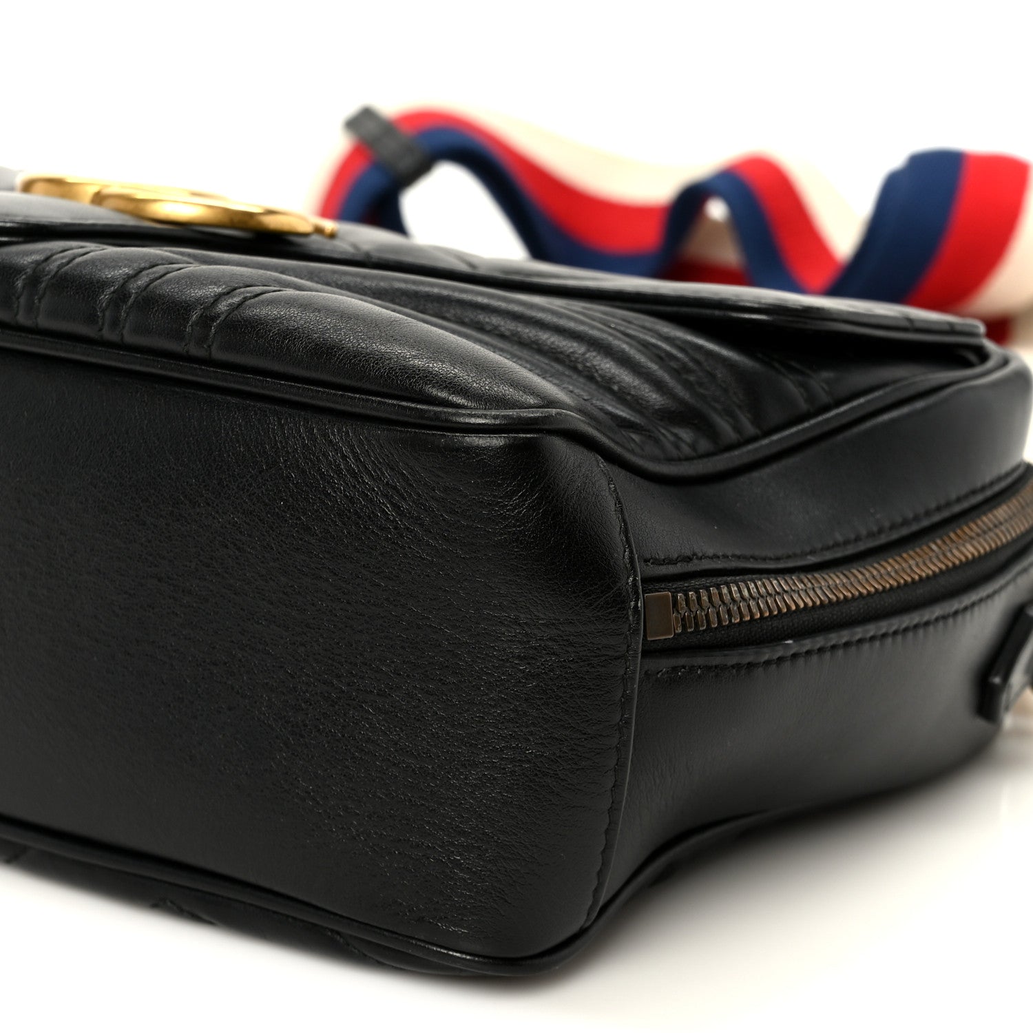 Gucci Calfskin Matelasse Sylvie Web Small GG Marmont Top Handle Shoulder Bag Black 11 of 11