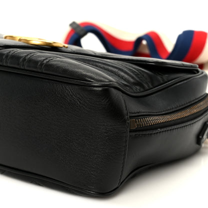 Gucci Calfskin Matelasse Sylvie Web Small GG Marmont Top Handle Shoulder Bag Black 11 of 11