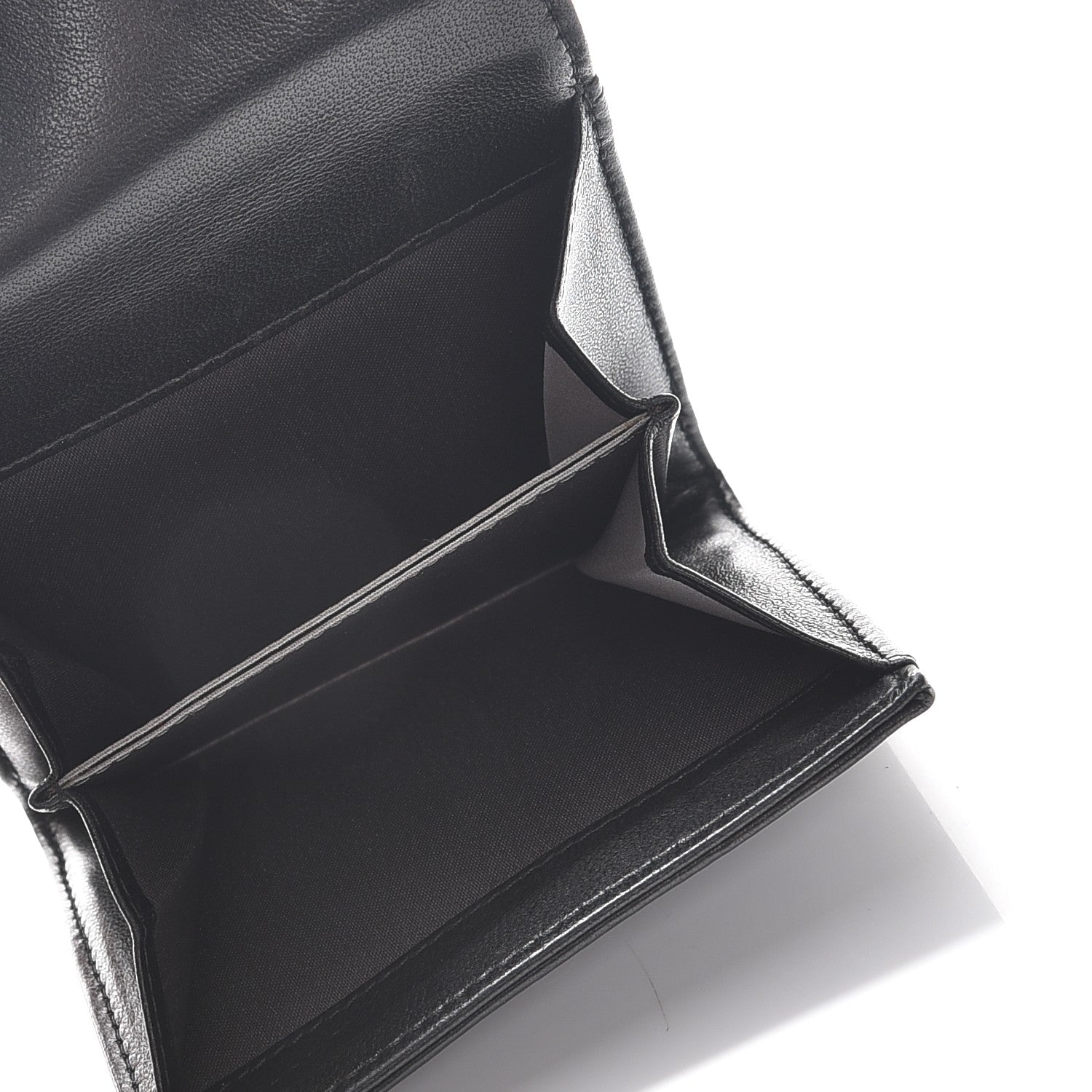 Chanel Lambskin Camellia Embossed Small Double Wallet Black 9 of 9